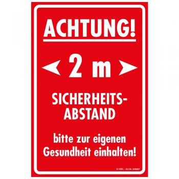 Warnschild  Hinweisschild - Achtung 2m Sicherheitsabstand.. - Gr. ca. 20 x 30 cm - 309897