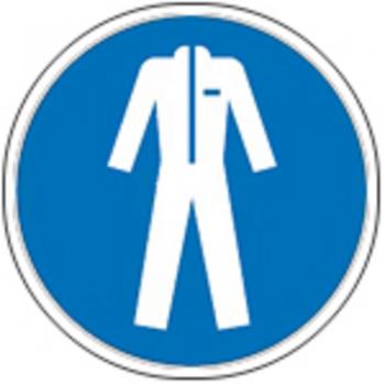 Schild Gebotszeichen nach ISO 7010 - Schutzkleidung benutzen - 320070 rund Gr. ca. 20cm