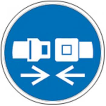 Schild Gebotszeichen nach ISO 7010 - Sicherheitsgurt benutzen - 320080 rund Gr. ca. 20cm