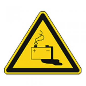 Schild Warnzeichen nach ISO 7010 - Gefahrwarnung durch das Laden von Batterien - 320206 Gr. ca. 19cm x 16cm