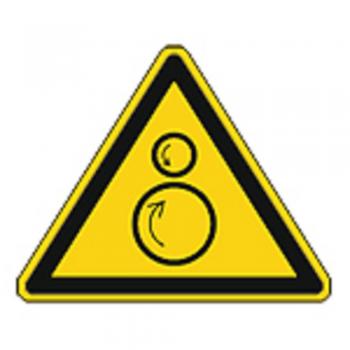 Schild Warnzeichen nach ISO 7010 - Warnung vor gegenläufigen Rollen - 320305 Gr. ca. 19 x 16 cm