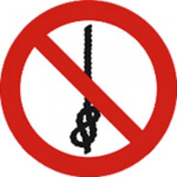 Schild Verbotszeichen nach ISO 7010 - Das Knoten von Seilen ist verboten - 320508 rund Gr. ca. 20cm