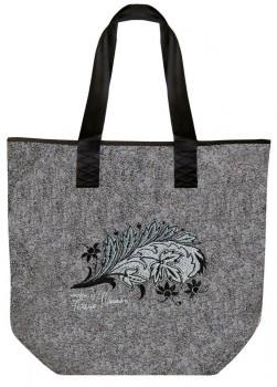 Filztasche mit edler Stickerei - BLATT AST BLUME - 26071 - Einkaufstasche Shopper