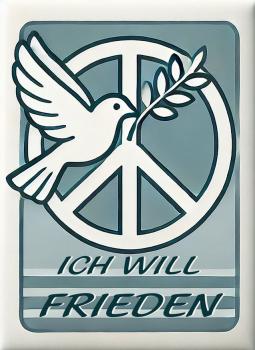 Magnet - Friedenstaube ANTI-WAR Ich Will Frieden - Gr. ca. 8 x 5,5 cm - 36577