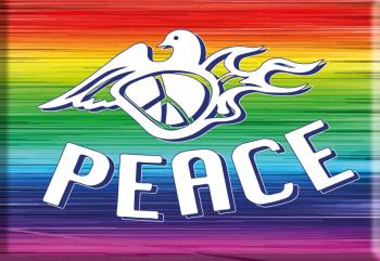 Magnet - PEACE Regenbogenfarben - Gr. ca. 8 x 5,5 cm - 36579