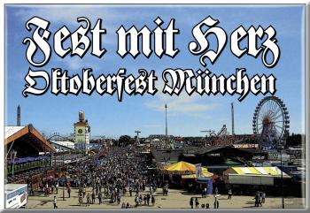 Küchenmagnet - FEST mit HERZ - Oktoberfest München - Gr. ca. 8 x 5,5 cm - 38160 - Küchenmagnet