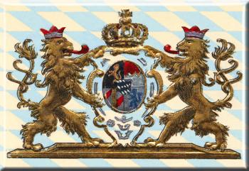 Kühlschrankmagnet - Nostalgiemotiv Krone Löwen Bayern - Gr. ca. 8 x 5,5 cm - 38741 - Küchenmagnet