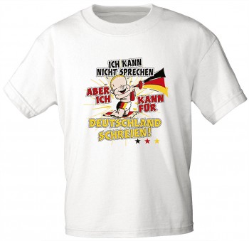 Kinder T-Shirt mit Aufdruck - ... für Deutschland schreien - 08116 - weiß - Gr. 92/98