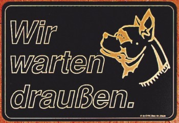 Hinweisschild - Wir warten draußen - 25cm x 17cm - 308460