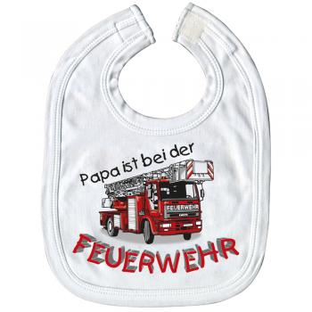 Baby-Lätzchen mit Druckmotiv  - Papa ist bei der Feuerwehr - 07083 weiß