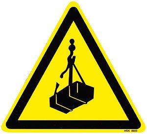 Warnschild - SCHWEBENDE LASTEN - 308803 - Schenkellänge 22cm - Kunststoffschild