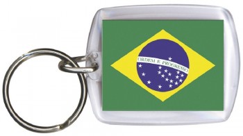 PLEXIGLAS-Schlüsselanhänger mit Nationalflagge - BRASILIEN - Gr. ca. 4cm x 6cm (81029) Länderflagge - Schlüsselbund Keyholder