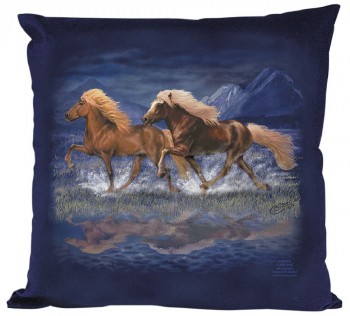 Kissen mit hochwertigem Print - Pferde Isländer - 09112 blau ©Kollektion Bötzel