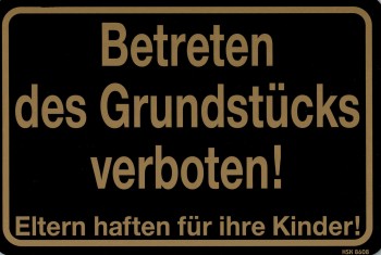 Verbotsschild - BETRETEN DES GRUNDSTÜCKS VERBOTEN - 308608 - 30 x 20 cm