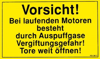 Warnschild - VORSICHT - Laufenden Motoren - Gr. ca. 25 x 15 cm - 308413
