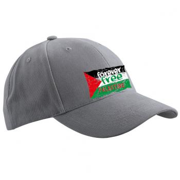 Baseballcap mit Print Fahne Flagge - Forever Free Palestine - 50180 Grau