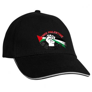 Baseballcap mit Textildruck Fahne Flagge - Free Palestine - 50181 schwarz