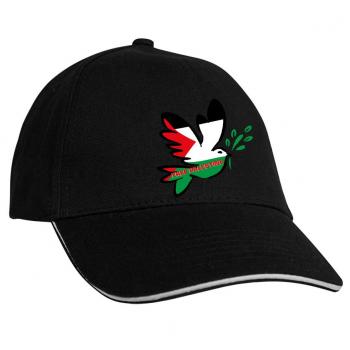 Baseballcap mit Textildruck Fahne Flagge - Free Palestine Friedenstaube - 50184 schwarz