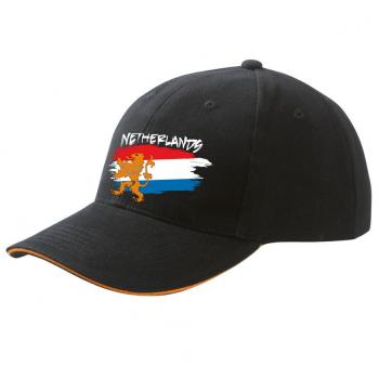 Baseballcap mit Textildruck - wehende Fahne Niederlande - 50187 schwarz