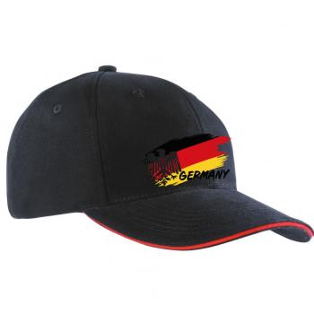 Baseballcap mit Textildruck - wehende Fahne Adler Deutschland - 50192 Schwarz
