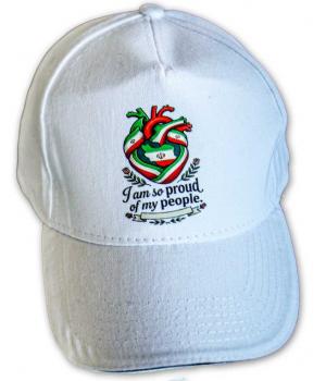 Baseballcap mit Textildruck - IRANFLAGGE "I am so proud of my people"  50194 weiß