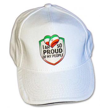 Baseballcap mit Textildruck - IRANFLAGGE "I am so proud of my people"  50195 weiß