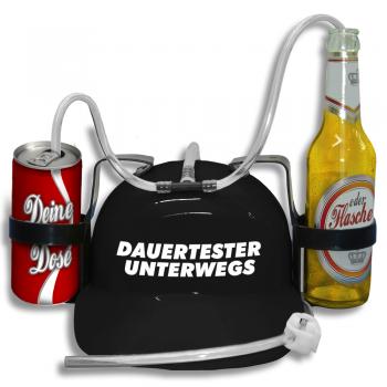 Trinkhelm Spaßhelm mit Printmotiv - Dauertester Unterwegs - 51633 schwarz