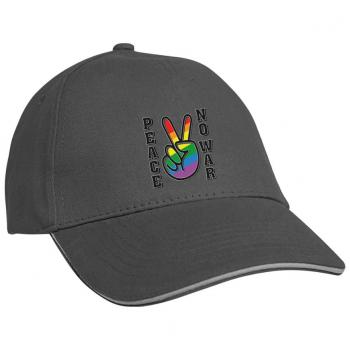 Baseballcap mit Textildruck - PEACE NO WAR - 52022 dunkelgrau