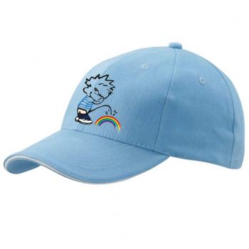 Baseballcap mit Textildruck - Pinkelmännchen auf Regenbogen - 52031 hellblau