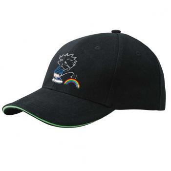 Baseballcap mit Textildruck - Pinkelmännchen auf Regenbogen - 52032 schwarz