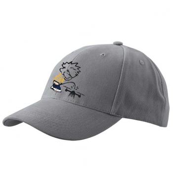 Baseballcap mit Textildruck - Pinkelmännchen gegen Drohnen - 52036 grau