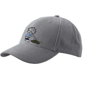 Baseballcap mit Textildruck - Pinkelmännchen gegen Panzer - 52037 grau