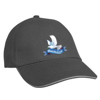 Baseballcap mit Textildruck - Peace on Earth - Friedenstaube - 52040 Grau