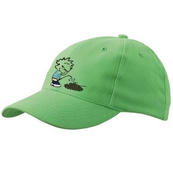 Baseballcap mit Textildruck - Pinkelmännchen gegen Panzer - 52042 Limegrün