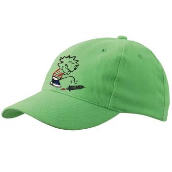 Baseballcap mit Textildruck - Pinkelmännchen gegen Drohnen - 52043 Limegrün