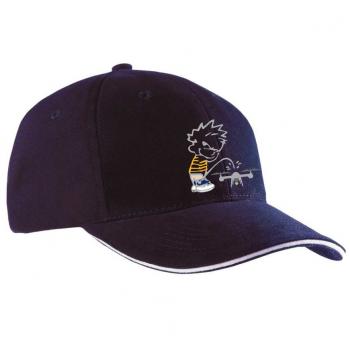 Baseballcap mit Textildruck - Pinkelmännchen gegen Drohnen - 52044 Dunkelblau