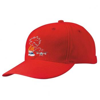 Baseballcap mit Textildruck - Pinkelmännchen gegen Drohnen - 52046 rot