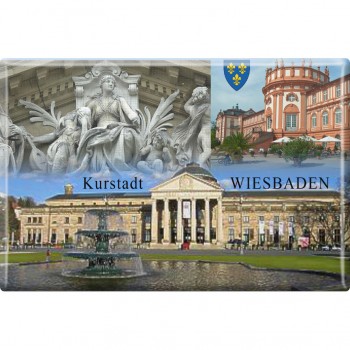 Magnet - Kurstadt Wiesbaden - Gr. ca. 8 x 5,5 cm - 38776 - Kühlschrankmagnet Küchenmagnet