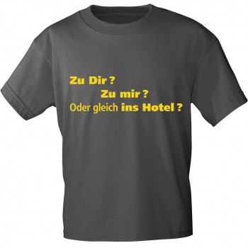 T-Shirt unisex mit Aufdruck - ZU MIR ? ZU DIR ? ODER GLEICH INS HOTEL? - 10616 - Gr. L