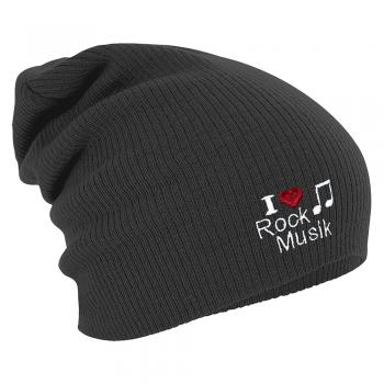 Longbeanie Slouch-Beanie Mütze I Love Rock Music 53911