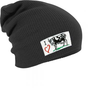 Longbeanie Slouch-Beanie Wintermütze I Love Kuh 54032