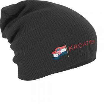 Longbeanie Slouch-Beanie Mütze Kroatien mit Fahne 54592