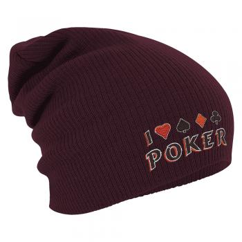 Longbeanie Slouch-Beanie Wintermütze I love Poker 54864