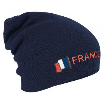 Longbeanie Slouch-Beanie Fahne Frankreich France 55416 Navy