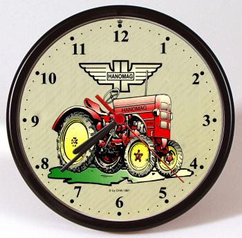Wanduhr - Uhr - Clock - batteriebetrieben - HANNOMAG - Traktor - rot - Größe ca 25 cm - 56712