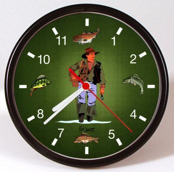 Wanduhr Uhr Angler Fische Angelsport Gr. ca 25 cm 56834