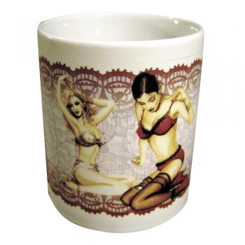 Tasse mit Print Pin Up Girl Mädchen Frau 57180 weiss
