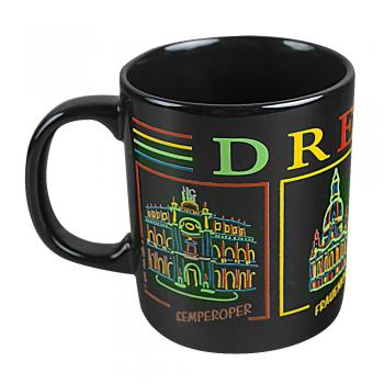 Keramiktasse mit Print Dresden 57449 schwarz