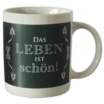 Tasse mit Print Das Leben ist Schön 57511 weiss
