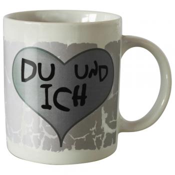 Tasse mit Print Herz Du und Ich 57512 weiss